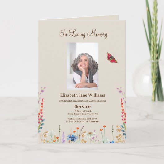 Begrafenis overlijdensvolgorde van de dienst Fotop Kaart (Voorkant)