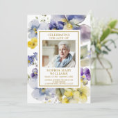 Begrafenis Paarse Blauw & Geel Gedenkteken Program Kaart (Staand voorkant)