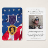 Begrafenis Paarse hart medaille gebedskaarten Visitekaartje (Voorkant /achterkant)