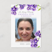 Begrafenis paarse lucht bloem gedicht foto aandenk informatiekaartje (Voorkant)