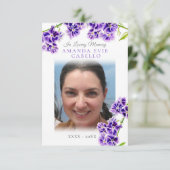 Begrafenis paarse lucht bloem gedicht foto aandenk informatiekaartje (Staand voorkant)