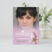 Begrafenis paarse roos foto familie dank u kaart (Staand voorkant)