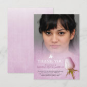 Begrafenis paarse roos foto familie dank u kaart (Voorkant / Achterkant)