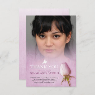 Begrafenis paarse roos foto familie dank u kaart