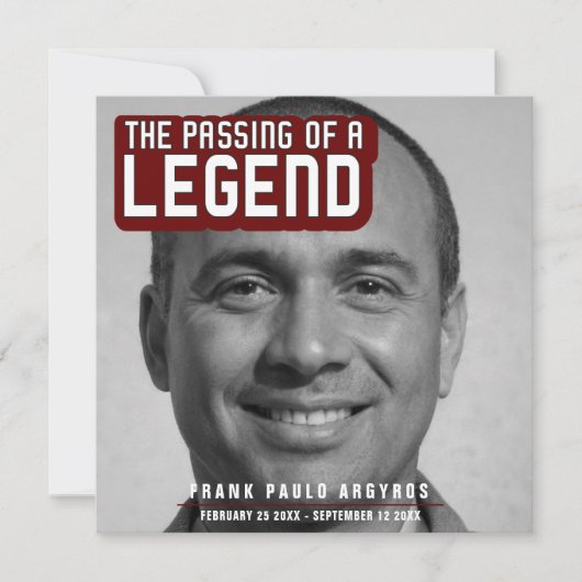 Begrafenis passeren van een legende donkerrode ged bedankkaart (Voorkant)