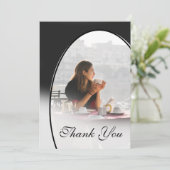 Begrafenis Persoonlijke Foto Elegant Eenvoudig Dan Bedankkaart (Staand voorkant)