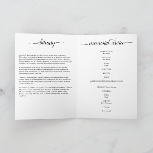 Begrafenis Programma/het HerdenkingsPamflet van de Programma (Binnen)