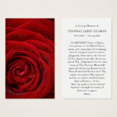 Begrafenis Red Rose Memorial Gebed Sympathie Kaart (Voorkant /achterkant)