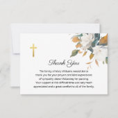 Begrafenis Religieus Gedenkteken Wit Bloemen Kruis Bedankkaart (Voorkant)