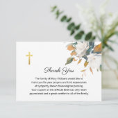 Begrafenis Religieus Gedenkteken Wit Bloemen Kruis Bedankkaart (Staand voorkant)