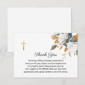 Begrafenis Religieus Gedenkteken Wit Bloemen Kruis Bedankkaart (Voorkant / Achterkant)