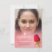 Begrafenis rode roos foto familie dank u kaart (Voorkant)