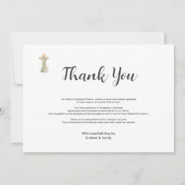 Begrafenis rouwverwerking Eenvoudig bloemenkruis D Bedankkaart