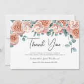 Begrafenis rouwverwerking perzik Rozen Bedankkaart (Voorkant)