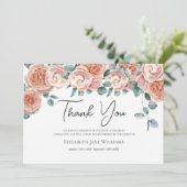 Begrafenis rouwverwerking perzik Rozen Bedankkaart (Staand voorkant)