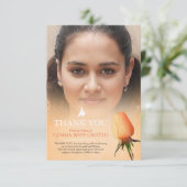 Begrafenis sinaasappel roos foto familie dank u ka bedankkaart (Staand voorkant)