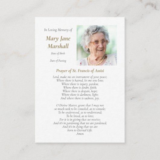 Begrafenis Sint Franciscus van Assisi Sympathie Ge Visitekaartje (Achterkant)