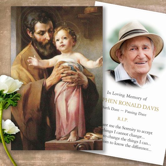 Begrafenis St Joseph Memorial Gebed Sympathie Card Visitekaartje