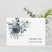 Begrafenis sympathie Dank u Blauwe Waterverf Bloem Bedankkaart (Staand voorkant)