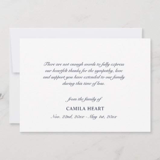 Begrafenis sympathie Dank u Blauwe Waterverf Bloem Bedankkaart (Achterkant)