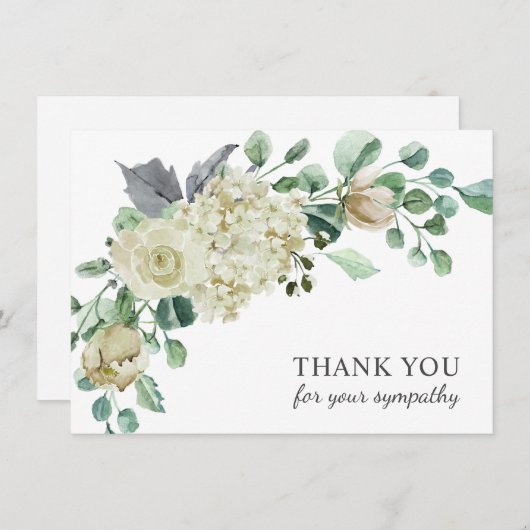 Begrafenis sympathie Dank u Creme Waterverf Floral Bedankkaart (Voorkant / Achterkant)