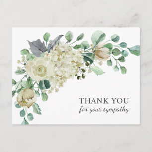 Begrafenis sympathie Dank u Creme Waterverf Floral Briefkaart