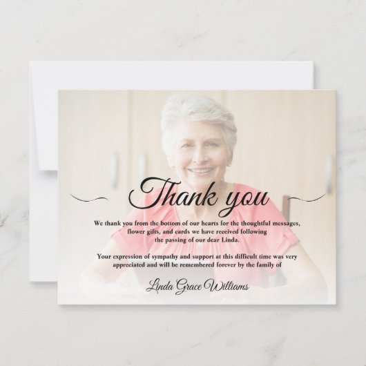 Begrafenis sympathie Dank u Foto Memorial Kaart (Voorkant)