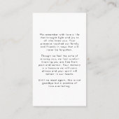 Begrafenis Sympathie Foto Forever Hearts Gebed Kaa Visitekaartje (Achterkant)