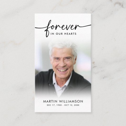 Begrafenis Sympathie Foto Forever Hearts Gebed Kaa Visitekaartje (Voorkant)