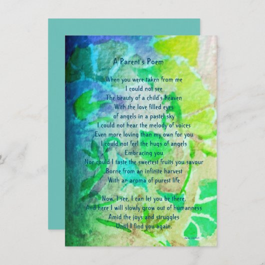 Begrafenis Sympathie Gedicht Verlies van kind down Aankondiging (Voorkant / Achterkant)