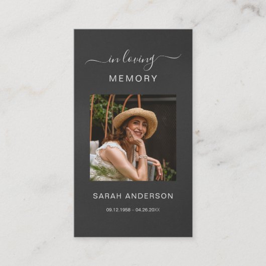 Begrafenis Sympathy Foto Memorial Prayer Kaart Visitekaartje (Voorkant)
