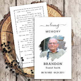 Begrafenis Sympathy Foto Memorial Prayer Kaart Visitekaartje