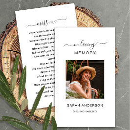 Begrafenis Sympathy Foto Memorial Prayer Kaart Visitekaartje