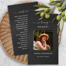 Begrafenis Sympathy Foto Memorial Prayer Kaart