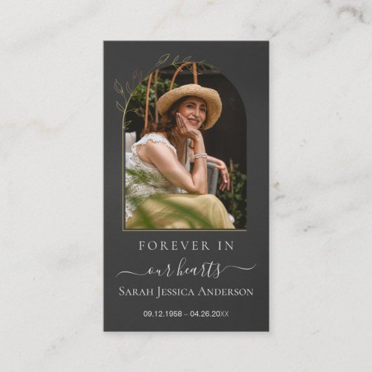 Begrafenis Sympathy Foto Memorial Prayer Kaart Visitekaartje (Voorkant)