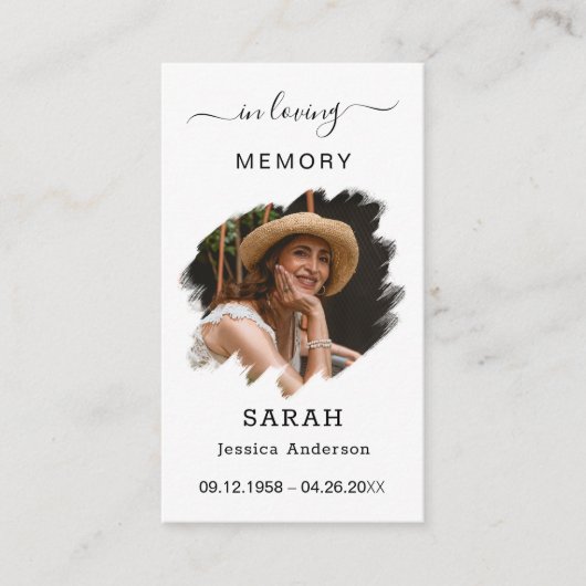 Begrafenis Sympathy Foto Memorial Prayer Kaart Visitekaartje (Voorkant)