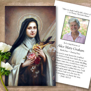 Begrafenis Thérèse aux Rozen Prayer Sympathy Cards Visitekaartje