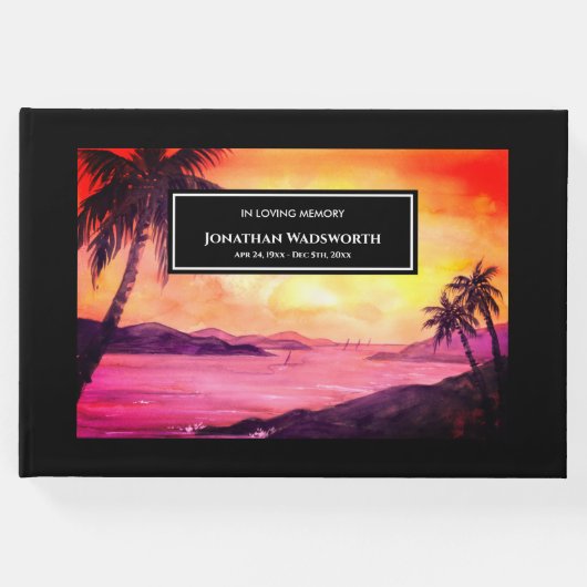 Begrafenis Tropical Beach Sunset Sfeer Gastenboek (Voorkant)