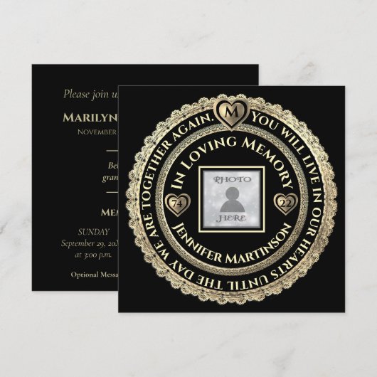 begrafenis / uitnodiging tot het indienen van een  (Voorkant / Achterkant)