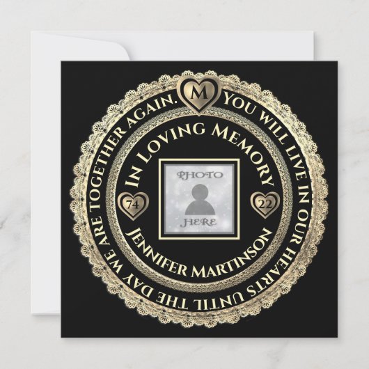 begrafenis / uitnodiging tot het indienen van een  (Voorkant)