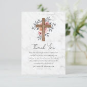 Begrafenis van Boho Floral Cross Sympathy Bedankkaart (Staand voorkant)