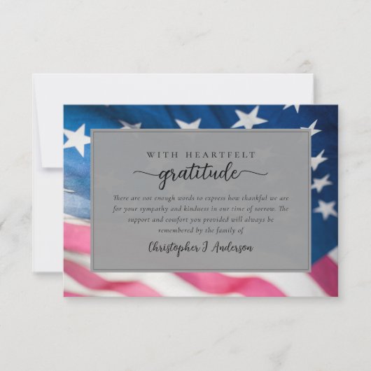 Begrafenis van de Amerikaanse militaire patriottis Bedankkaart (Voorkant)