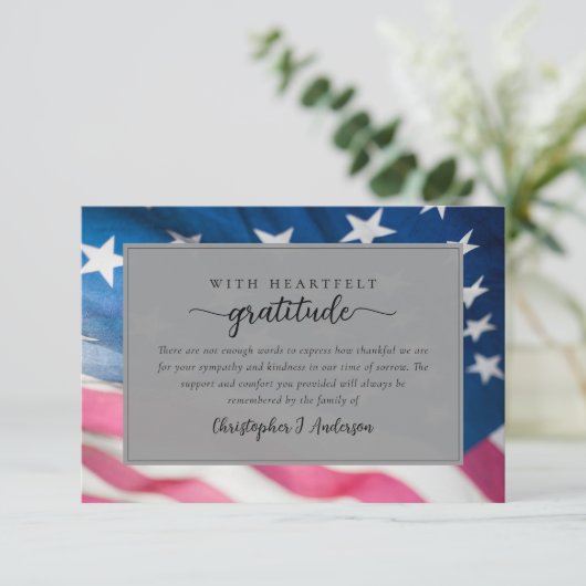 Begrafenis van de Amerikaanse militaire patriottis Bedankkaart (Staand voorkant)