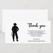 Begrafenis van de Black and White Cowboy Lasso Bedankkaart (Voorkant / Achterkant)