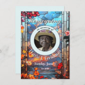 begrafenis van een bloemenGlas in lood Aankondiging (Voorkant / Achterkant)