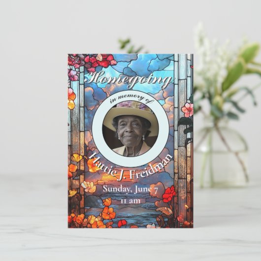 begrafenis van een bloemenGlas in lood Aankondiging (Staand voorkant)