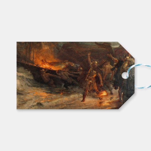 Begrafenis van een Viking (door Frank Dicksee) Cadeaulabel (Voorkant (Horizontaal))