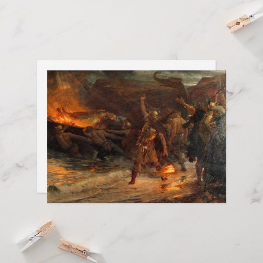 Begrafenis van een Viking (door Frank Dicksee) Kaart (Voorkant / Achterkant in situ)