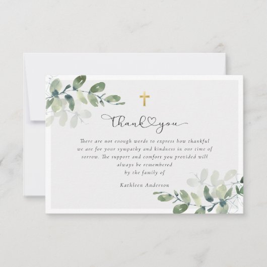 Begrafenis van Eucalyptus Sympathy Bedankkaart (Voorkant)