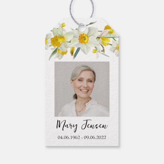 begrafenis van het doffodil-zaadpakket cadeaulabel (Achterkant)